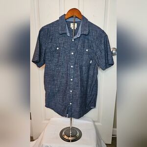 Vans Men’s Navy Short Sleeve Button-Up Cotton Linen Shirt - Size Small